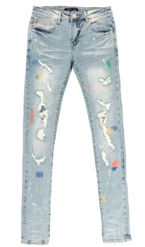 Iris Rip & Repair Denim - Blue Stitched