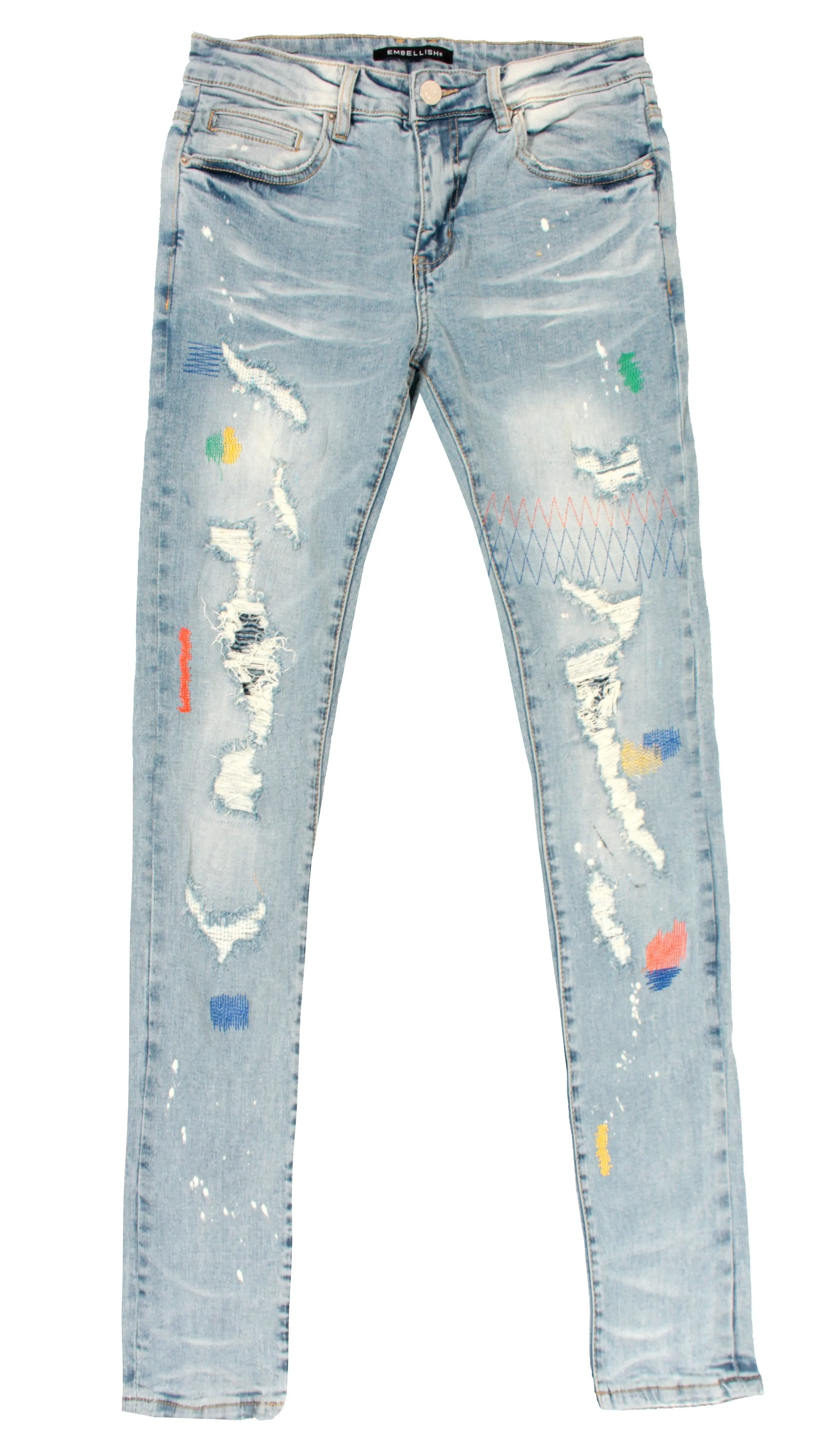 Iris Rip & Repair Denim - Blue Stitched