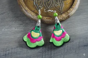 Jade Blossom Embroidered Earrings