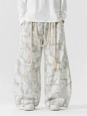 Japanese Style Braided Rope Tie-Dye Oversized Pants for Men