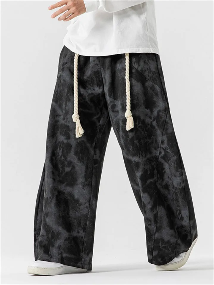 Japanese Style Braided Rope Tie-Dye Oversized Pants for Men