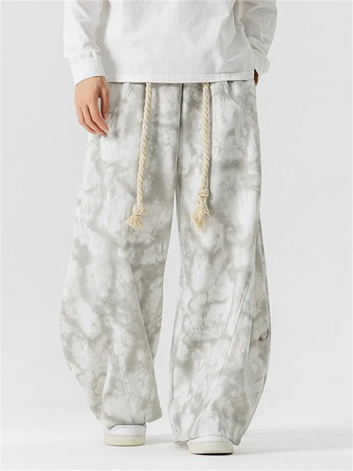 Japanese Style Braided Rope Tie-Dye Oversized Pants for Men