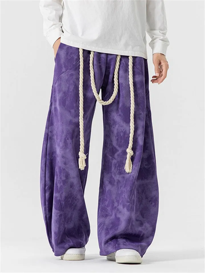 Japanese Style Braided Rope Tie-Dye Oversized Pants for Men
