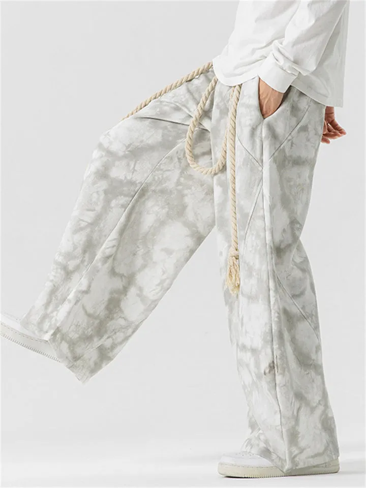 Japanese Style Braided Rope Tie-Dye Oversized Pants for Men