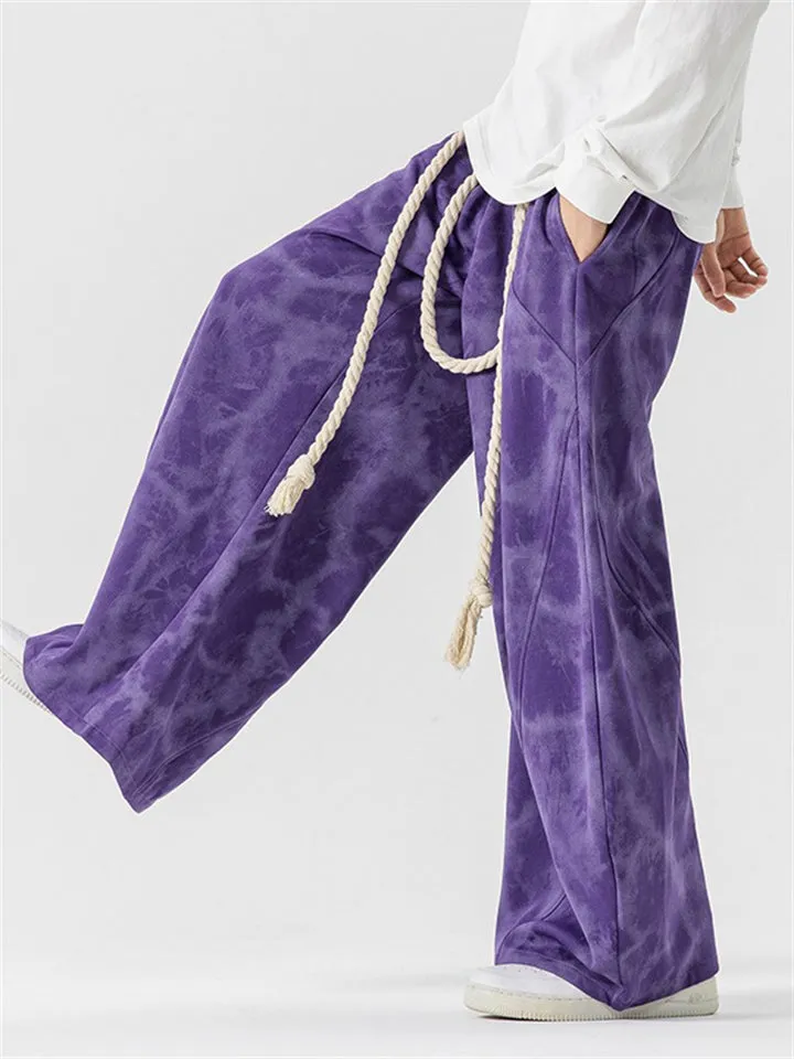 Japanese Style Braided Rope Tie-Dye Oversized Pants for Men