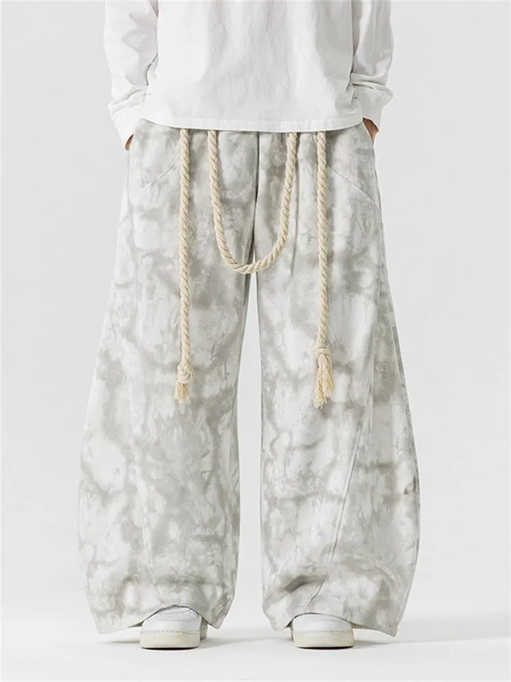 Japanese Style Braided Rope Tie-Dye Oversized Pants for Men