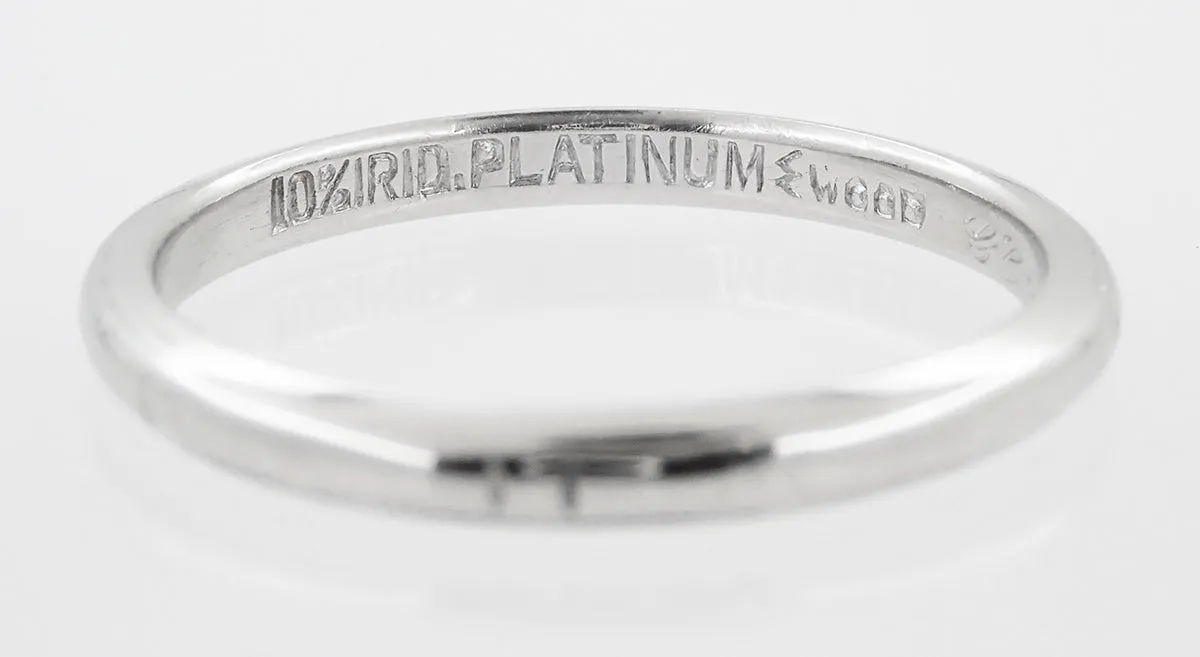J.R. Wood Etched Vintage Wedding Ring in Platinum - 1930's Art Deco Band