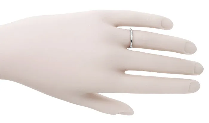 J.R. Wood Etched Vintage Wedding Ring in Platinum - 1930's Art Deco Band