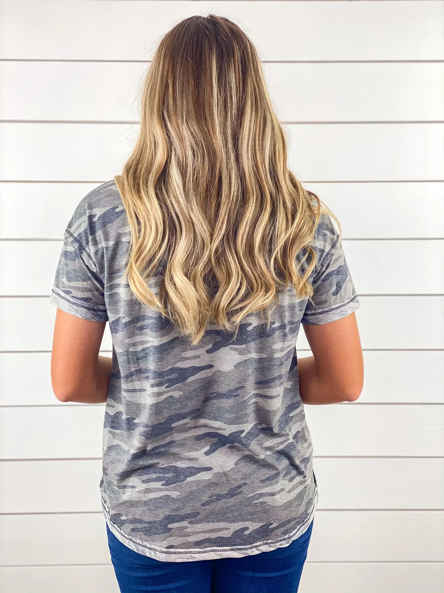 Just Chillin Camo V-Neck Top