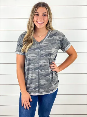 Just Chillin Camo V-Neck Top