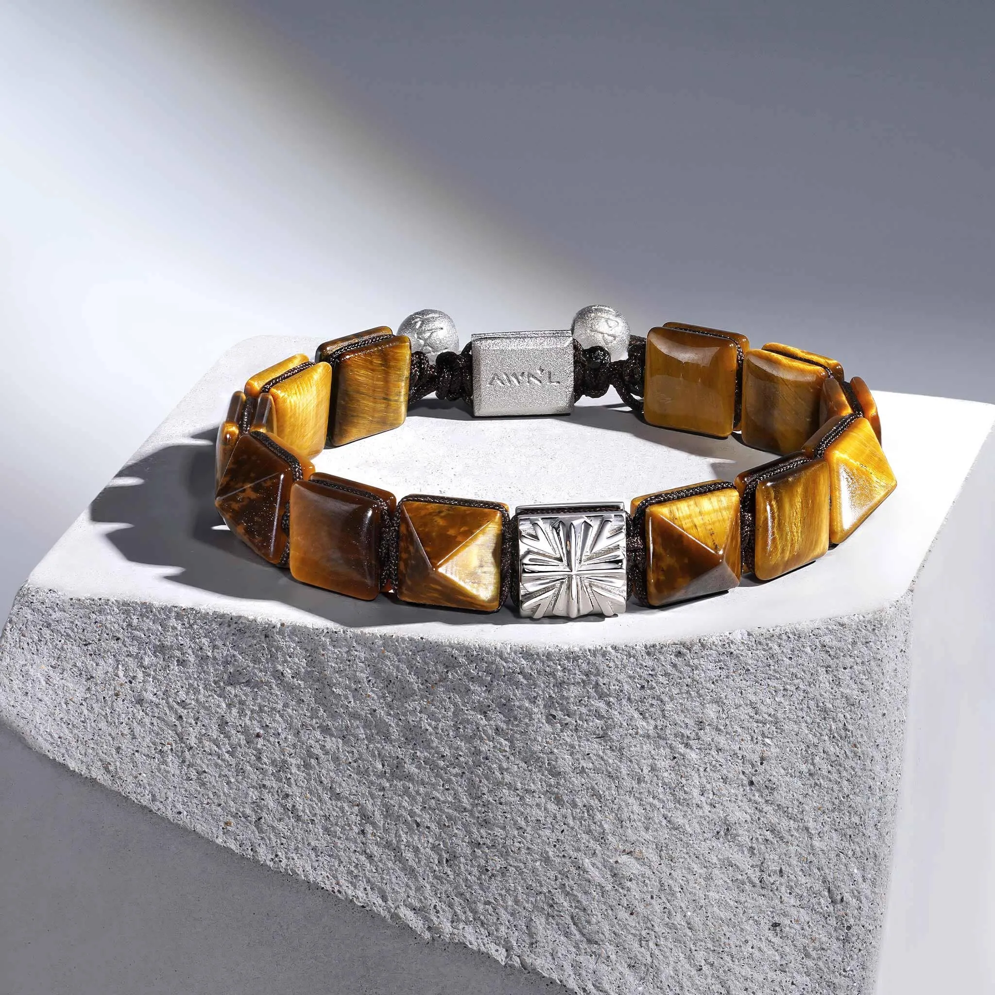 Knight's Cross Golden Tiger Eye Macrame Bracelet