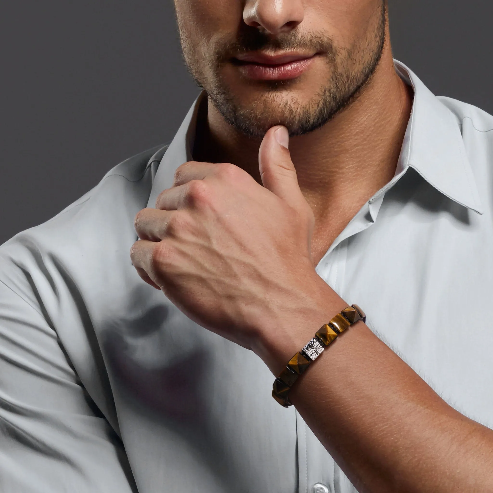 Knight's Cross Golden Tiger Eye Macrame Bracelet