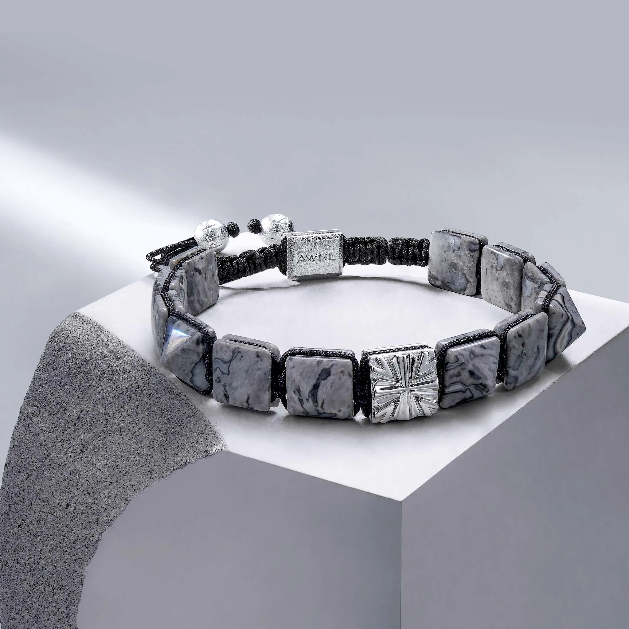 Knight's Cross Picasso Jasper Macrame Bracelet