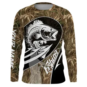Largemouth Bass fishing tattoo camo fishing Custom Name Long sleeve, Long Sleeve Hooded Fishing Shirt - NPQ669