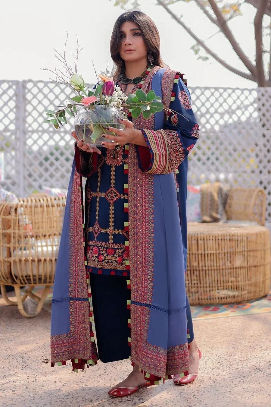 LINA (ZL22-13 B) | Zaha Summer Lawn Collection 2022 | Unstitched Embroidered Lawn Suits