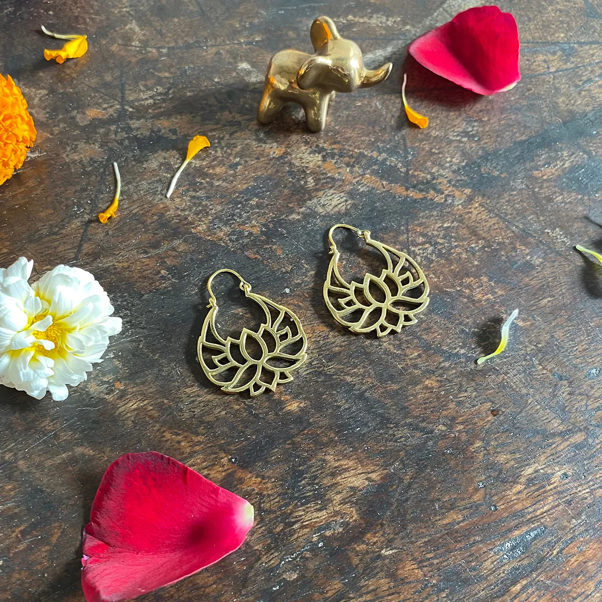 Lotus Gold Earrings