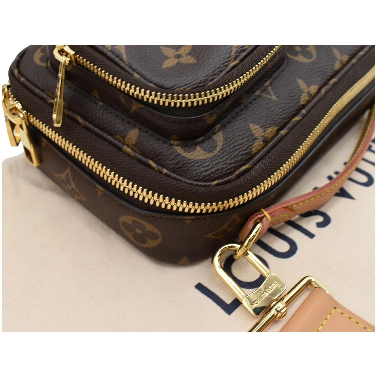 LOUIS VUITTON Utility Monogram Canvas Crossbody Bag Brown