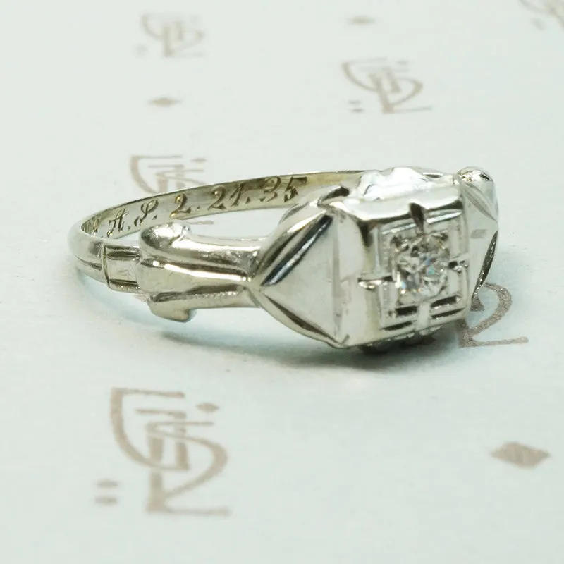 Lovely Little Art Deco Diamond Engagement Ring