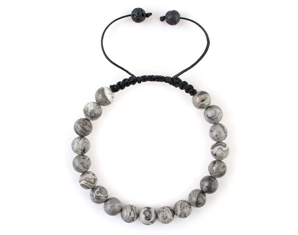Macrame fancy jasper gray bracelet