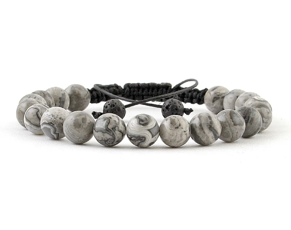 Macrame fancy jasper gray bracelet