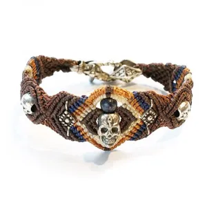 Macrame Sterling Skull Cuff