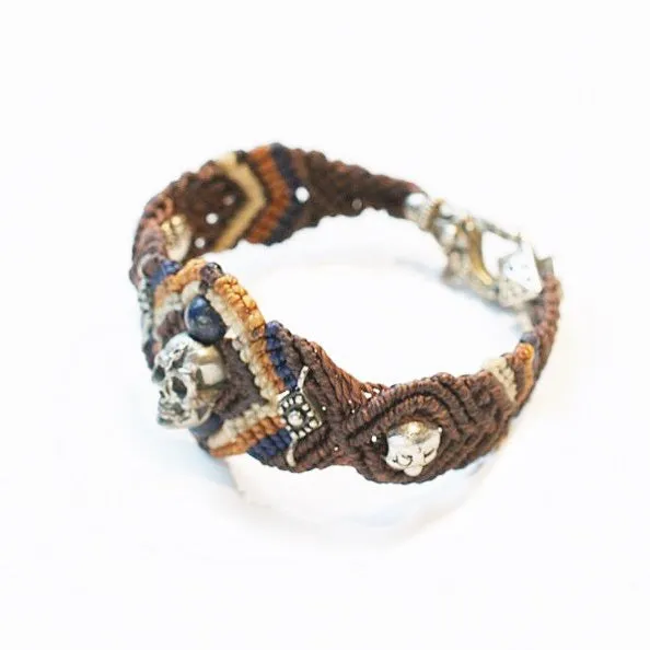 Macrame Sterling Skull Cuff