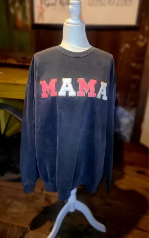 Mama shirt- Chenille Patch shirt COMFORT COLORS  -Any name/colors