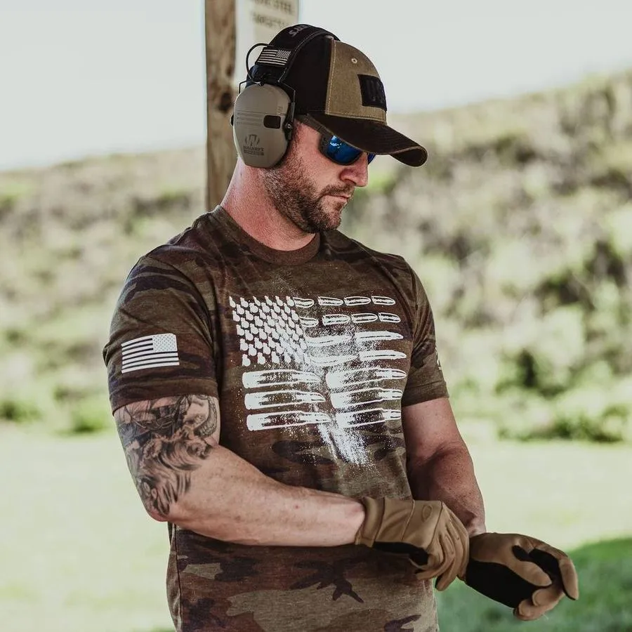 Men's Ammo Flag T-Shirt - Woodland Camo