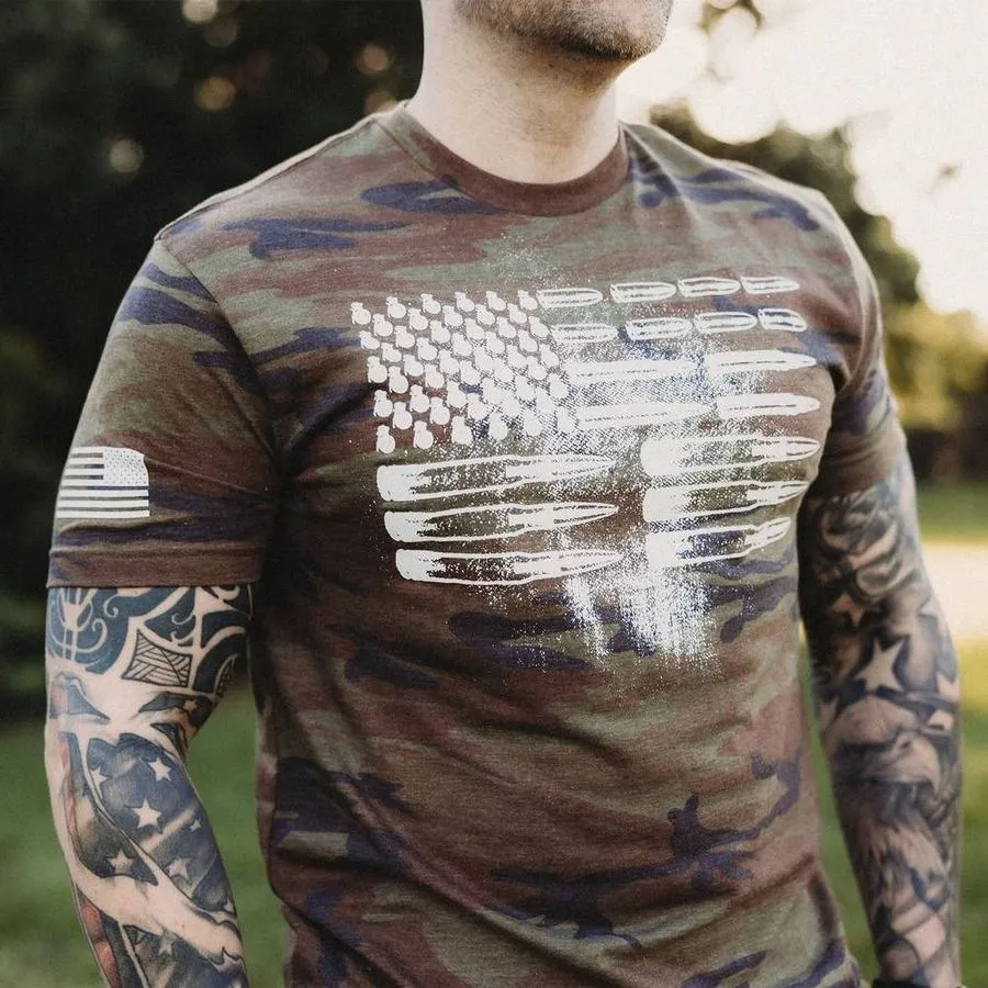 Men's Ammo Flag T-Shirt - Woodland Camo