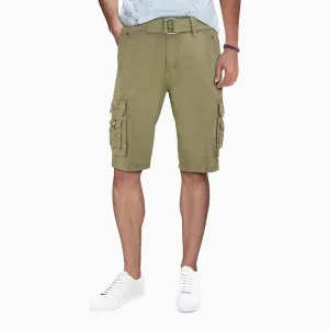 Men's Belted Cargo Shorts With Snap Detail