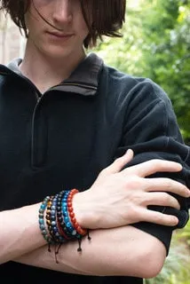 Men's Blue Agate Cord Bracelet