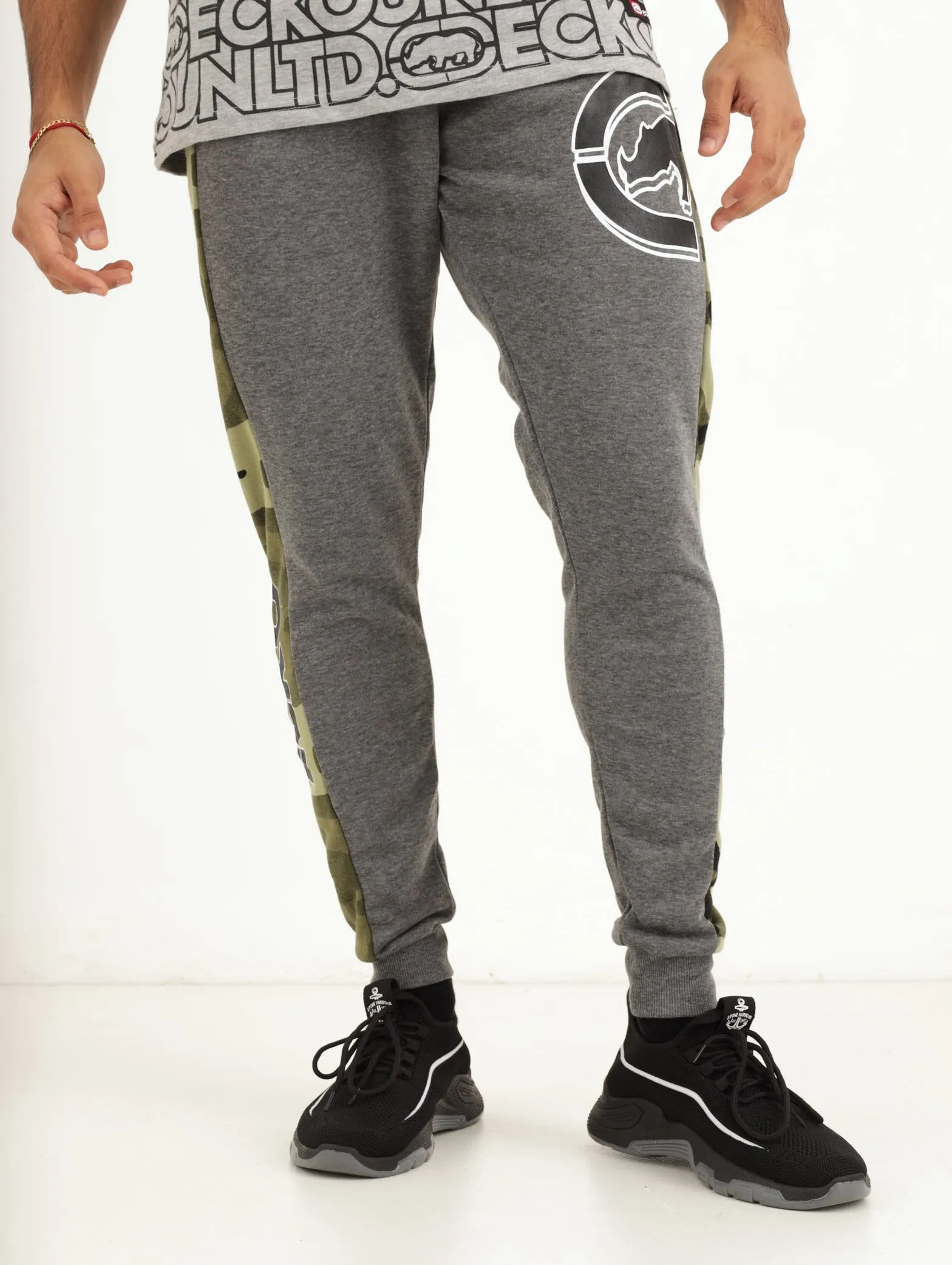 Men's Camo Striped Fleece Pant - Grey Melange