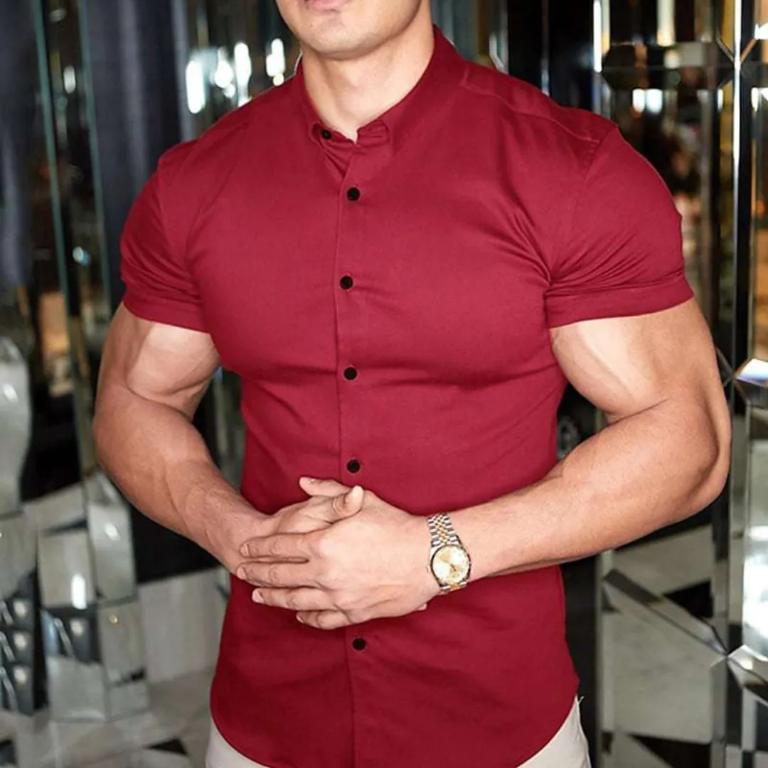 Men's Casual Slim Fit Button Down Shirt | Short Sleeve