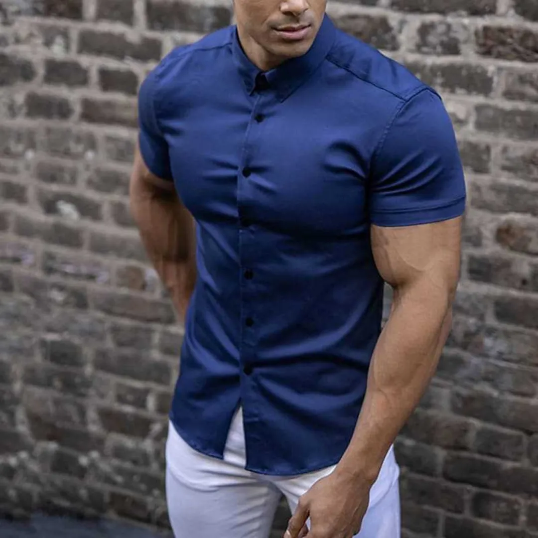 Men's Casual Slim Fit Button Down Shirt | Short Sleeve