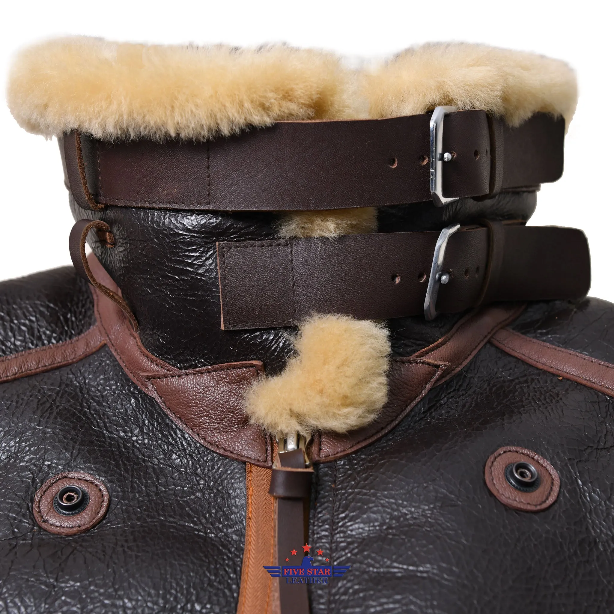 MEN'S CLASSIC B-3 WWII REAL SHEEPSHEARLING BOMBER PILOT US AIR CORPS JACKET