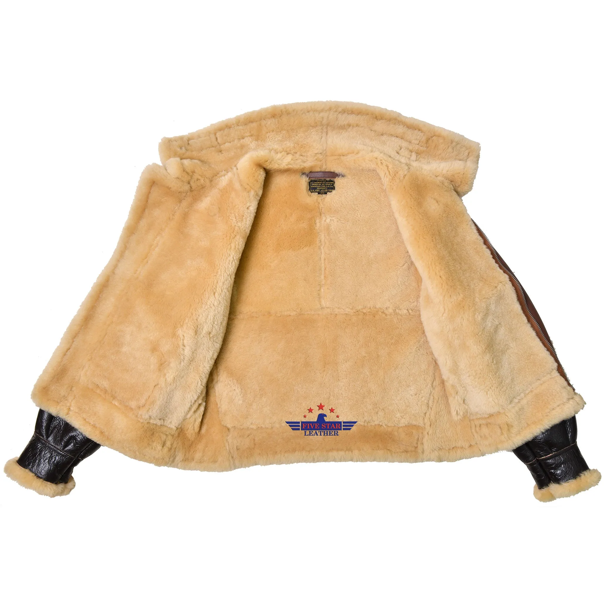 MEN'S CLASSIC B-3 WWII REAL SHEEPSHEARLING BOMBER PILOT US AIR CORPS JACKET