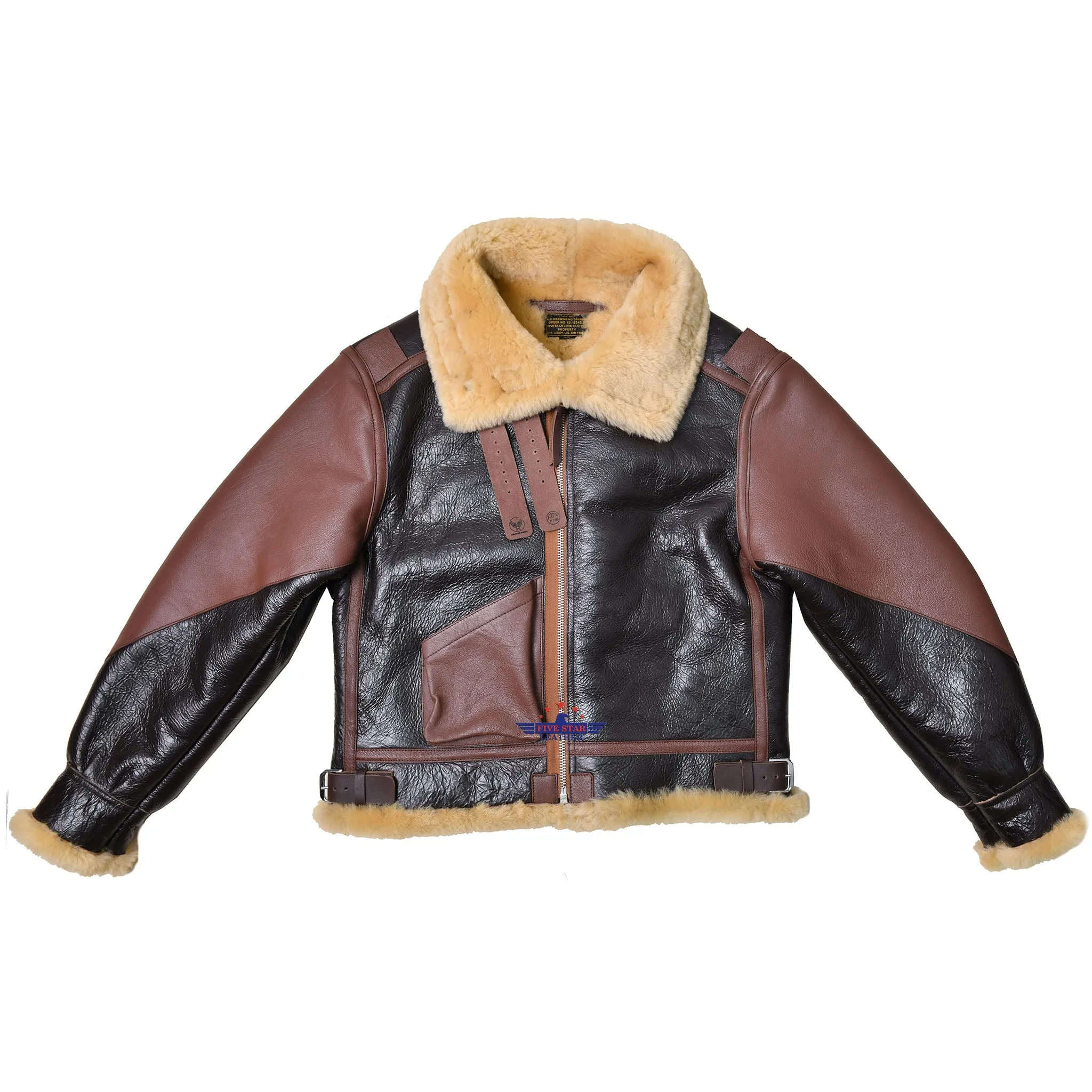 MEN'S CLASSIC B-3 WWII REAL SHEEPSHEARLING BOMBER PILOT US AIR CORPS JACKET