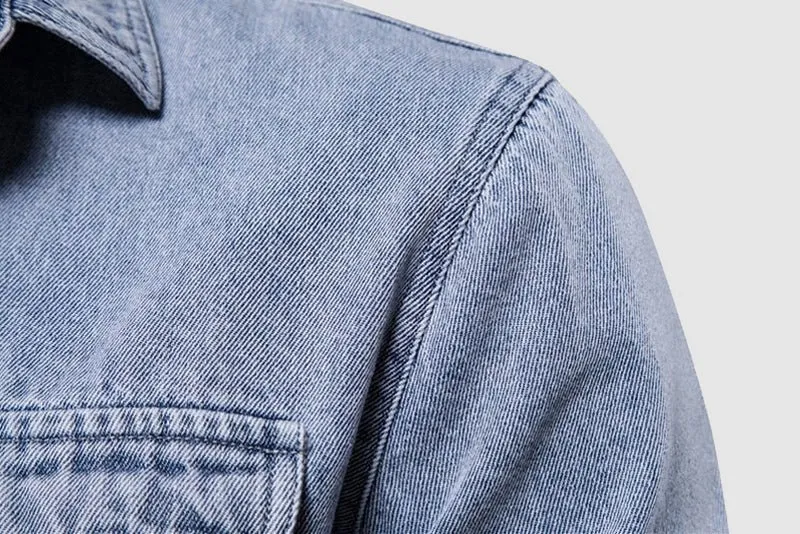 Men's Classic Denim Shirt with Patch Pockets