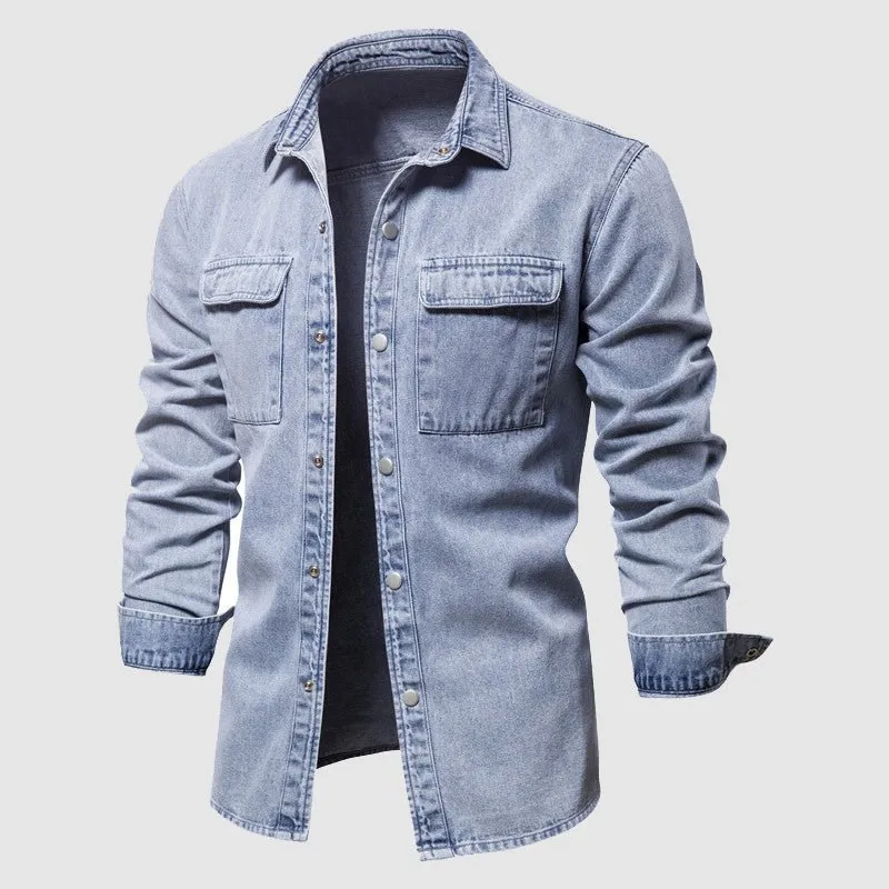 Men's Classic Denim Shirt with Patch Pockets