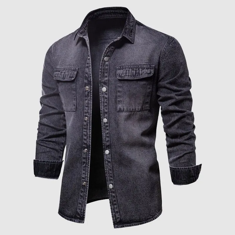 Men's Classic Denim Shirt with Patch Pockets