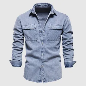 Men's Classic Denim Shirt with Patch Pockets