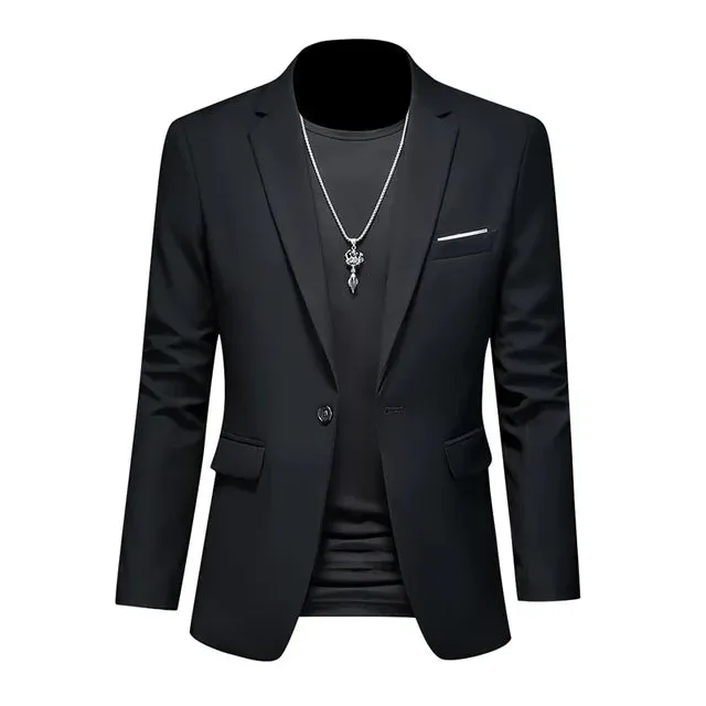 Men's Elegant Slim Fit One-Button Jacket