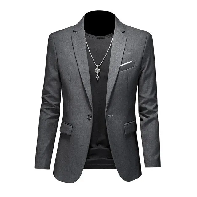 Men's Elegant Slim Fit One-Button Jacket