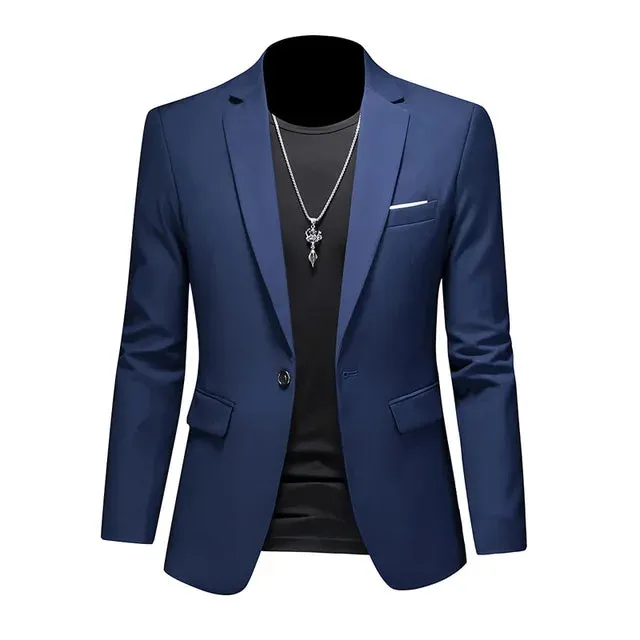 Men's Elegant Slim Fit One-Button Jacket