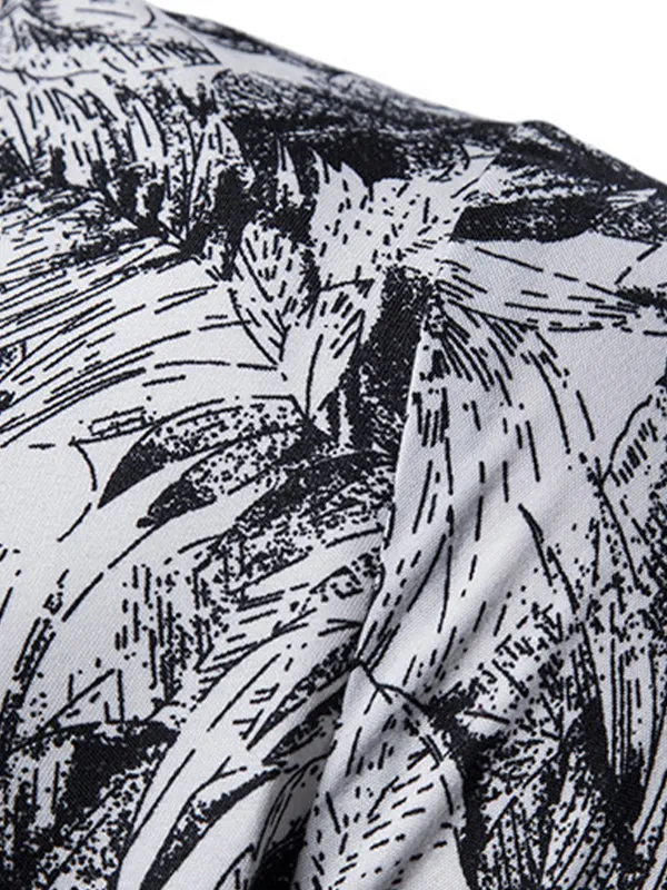 Men's Floral Print Long Sleeve Shirt