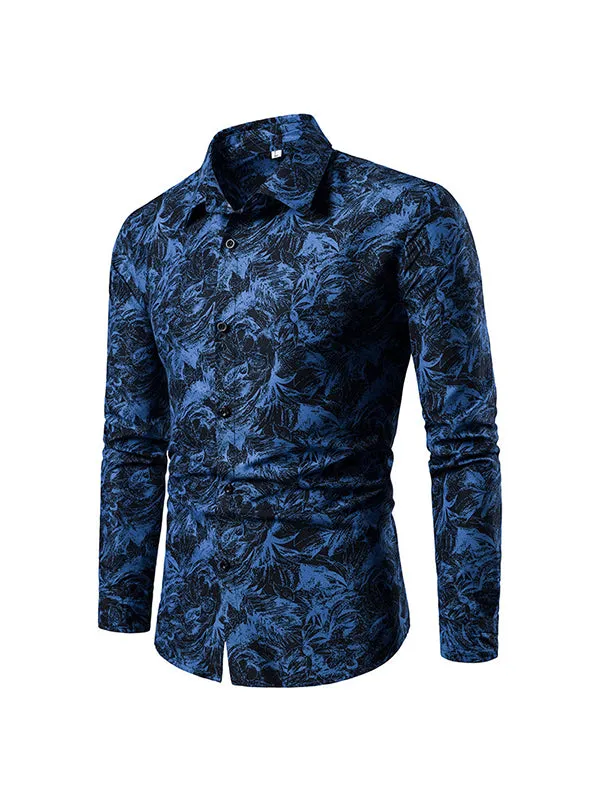 Men's Floral Print Long Sleeve Shirt
