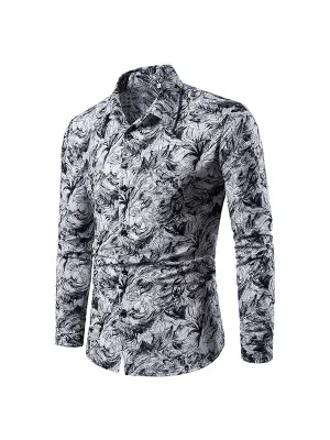 Men's Floral Print Long Sleeve Shirt