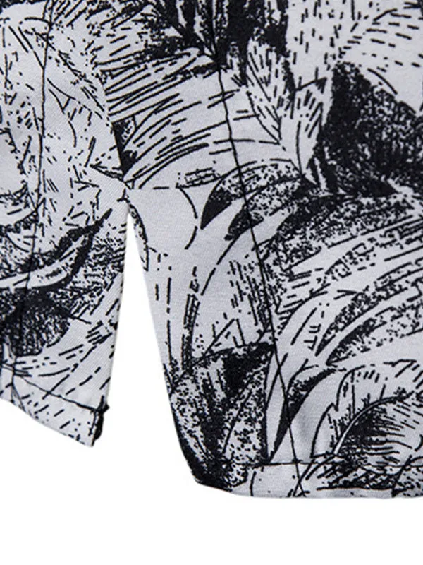 Men's Floral Print Long Sleeve Shirt