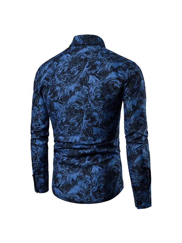 Men's Floral Print Long Sleeve Shirt