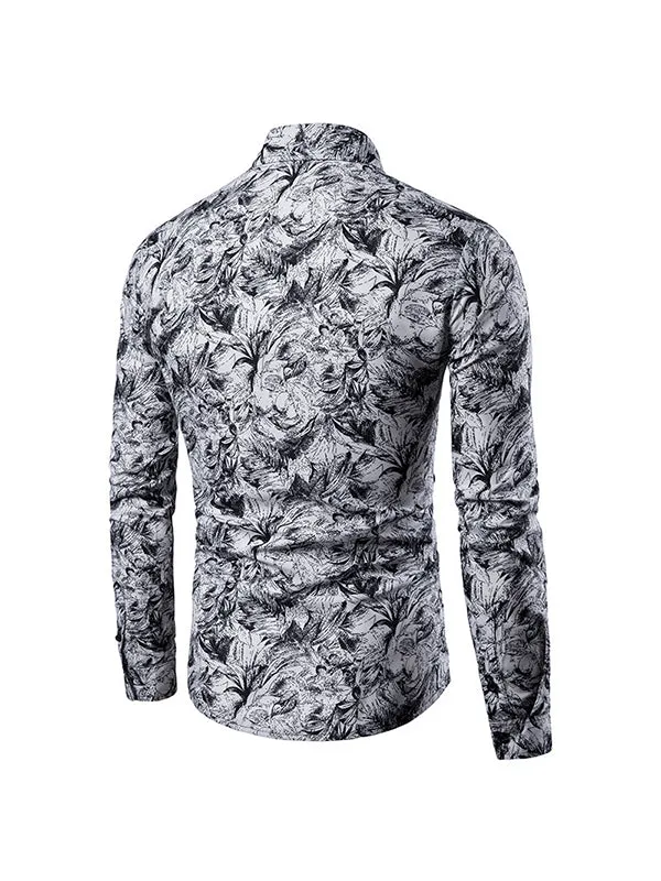 Men's Floral Print Long Sleeve Shirt
